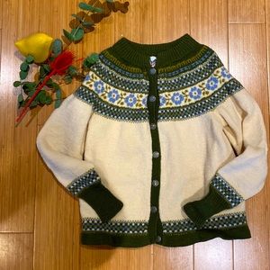 Vintage Danspun XS/S 100% wool DENMARK button up cardigan NORDIC/ SCANDI